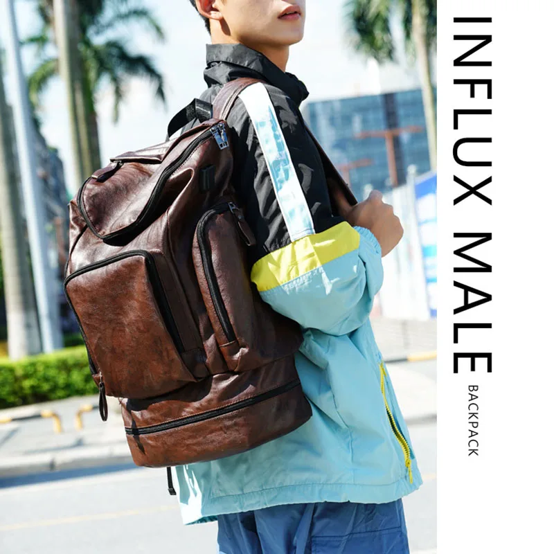 Scione водонепроницаемый рюкзак для мужчин из искусственной кожи путешествий