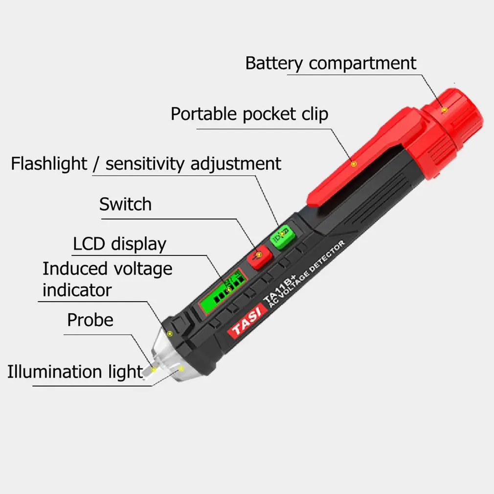 TA11B + AC/DC Бесконтактный ЖК-Электрический тест-ручка напряжение Цифровой детектор