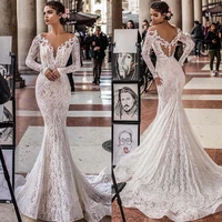new arrival beach mermaid wedding dress open back lace long sleeve wedding gown vestidos de novia hot