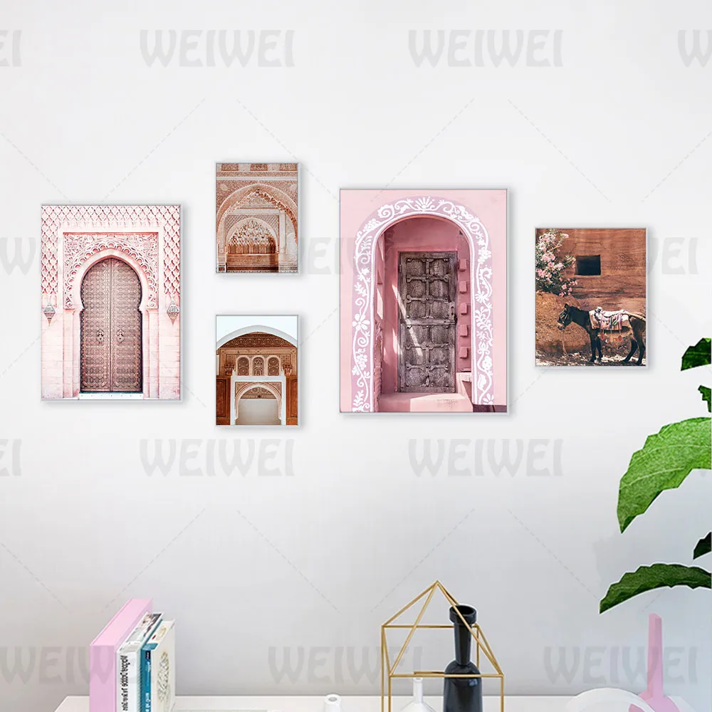 

Still Life Architectural Home Decoration Painting Pink Arches Living Room Bedroom Wall Canvas Poster Partial Building Print