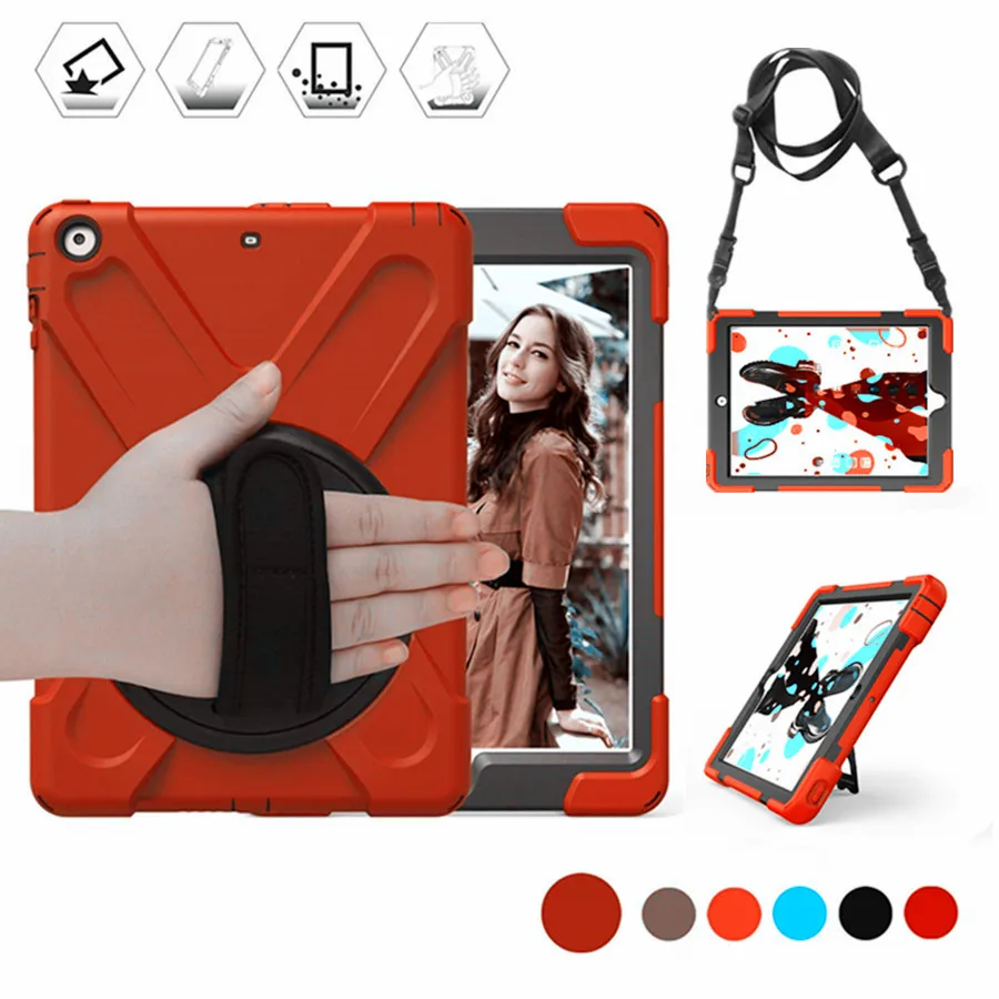 

Kids Safe Shockproof Armor Cover Case for Apple iPad 10.2 2019 7th Gen A2200 A2198 A2197 10.2 inch Rotating Hand & Neck Strap