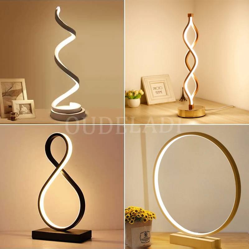 Dimmable LED Spiral Table Lamp 8 Shaped Desk lamp Bedside Circle Night Light for Home Living Room Bedroom Decor EU/US/AU/UK plug