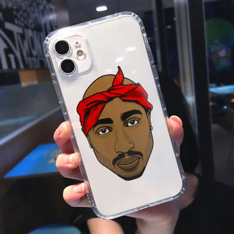 

Rapper 2Pac Makaveli Tupac Shakur Phone Cases Transparent for Clear iPhone 11 12 mini pro 8 7 6 6S XS MAX Plus X 5S SE 2020 XR