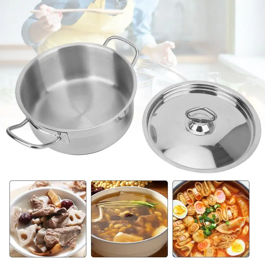 

20cm Diameter Stainless Steel Cooking Pot Cookware Household Kitchen Tool with Dual Handle Kitchen Cookware Cooking Pots
