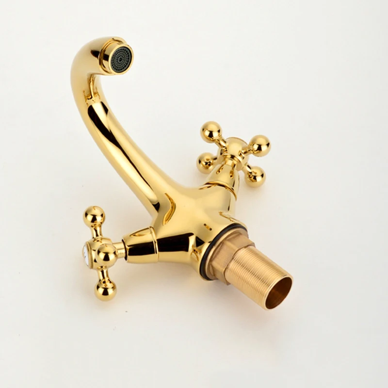 Смесители для раковины с двойной ручкой смесители в ванной комнате золотистый