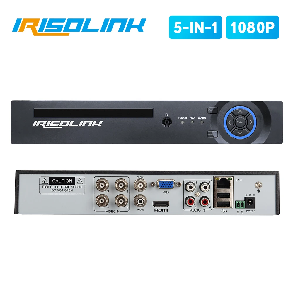 Камера видеонаблюдения Irisolink 2 МП 4 канала AHD DVR 5 в 1 HYBRID H.265 1080P TVI CVI аналоговая IP