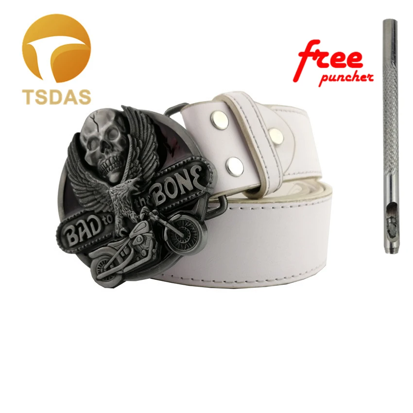 Металлическая пряжка для ремня BAD BONE Череп Орел ковбойская съемная серебристая