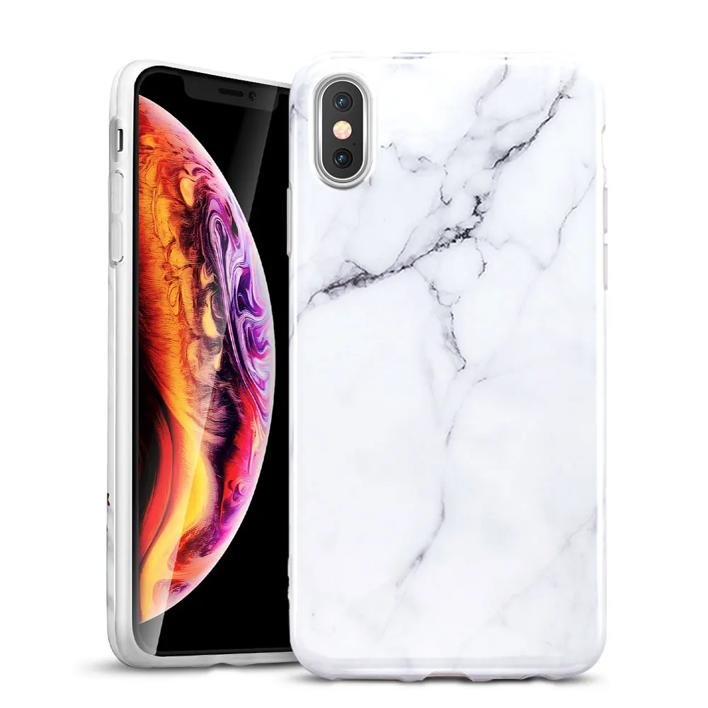 Роскошный чехол для телефона для iPhone X, мягкий чехол с мраморным узором для Apple iPhone 7 7 8 Plus, силиконовый чехол, аксессуары для TPU - Цвет: White