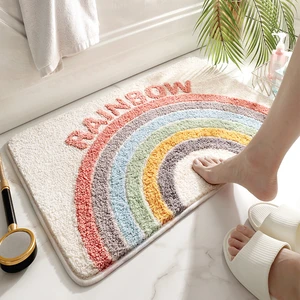 all season soft non slip bathroom carpet rainbow print doorway water absorbent bath mat home decor floor rug shower room mats free global shipping