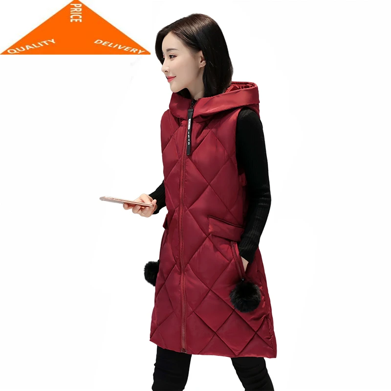 

Winter 2020 New Vest Women Waistcoat Fashion Female Sleeveless Jacket Ladies Hooded Warm Long Coat Abrigo Mujer LWL298