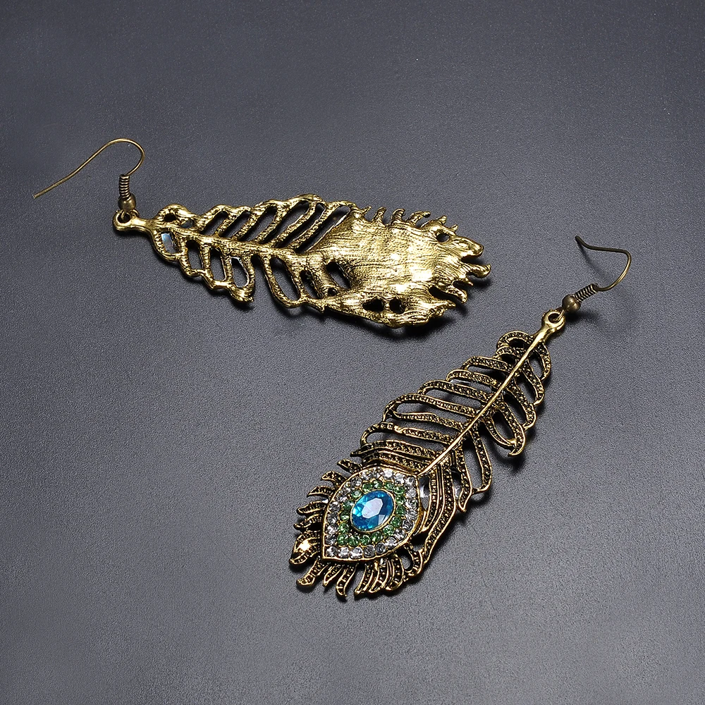 

Fashion Ethnic Rhinestone Peacock Eye Drop Earrings Women Vintage Dangle Earrings Jewelry