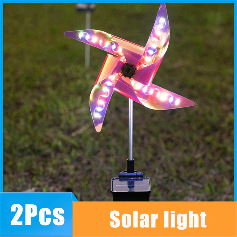 

2Pcs Waterproof Solar Wind Spinners Light Garden Windmills Lawn Light 32 LEDs Courtyard/Patio/Porch Solar Landscape Lights