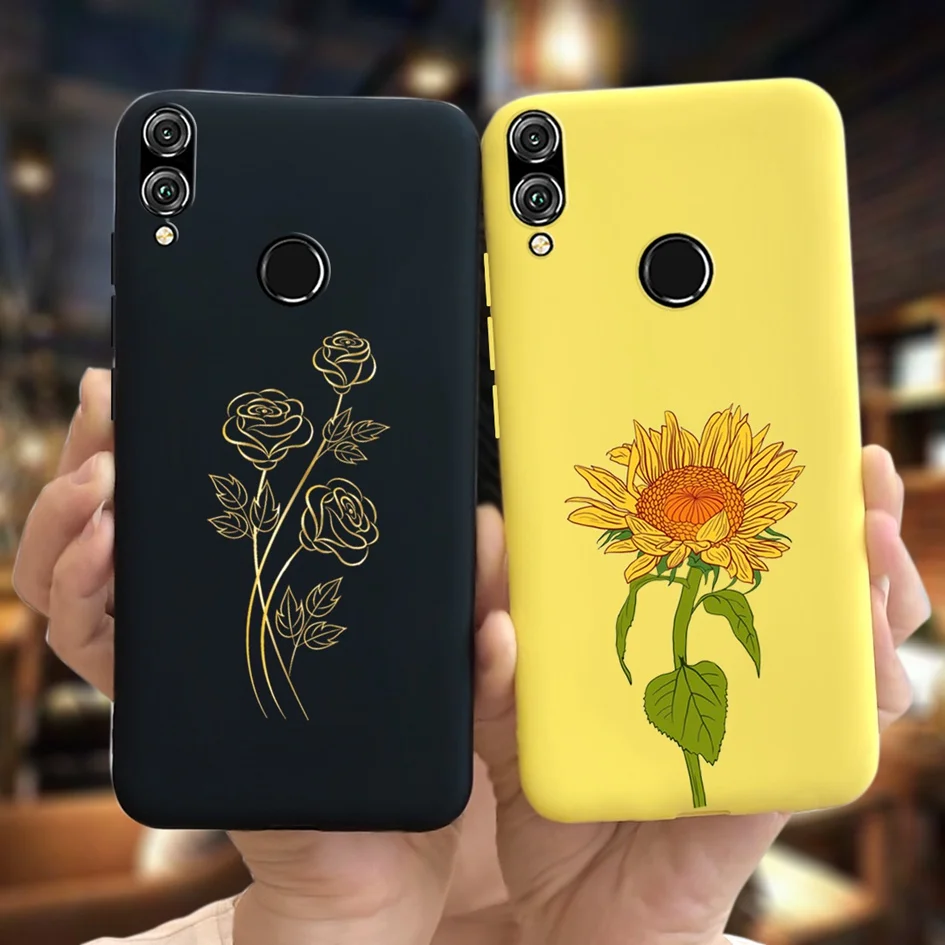 Матовый чехол для Huawei Honor 8X Новый Модный мягкий телефона с цветочным рисунком 8 X