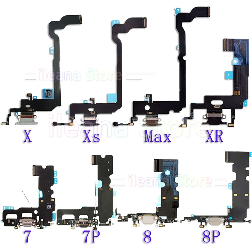 Нижняя док-станция для зарядки для iPhone Xs Max X XR 7 8 Plus USB зарядное устройство Порт док-станция разъем с микрофоном гибкий кабель Замена