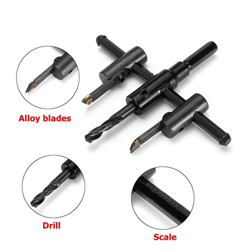 

Adjustable Circle Hole Cutter Wood Drywall Drill Bit Saw Round Cutting Blade Aircraft Type DIY Tool