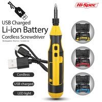 hi spec 3 6v mini electric screwdriver kit lithium battery usb rechargeable screwdriver bit set 14 torque power cordless drill