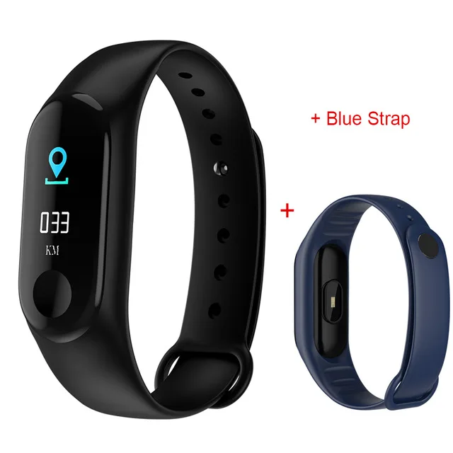 Black-Strap Blue Смарт Браслет часы M3 детские часы шагомер светодиодный цифровой детские спортивные часы Подарки для мальчиков и девочек электронные силиконовые часы - Цвет: Black-Strap Blue