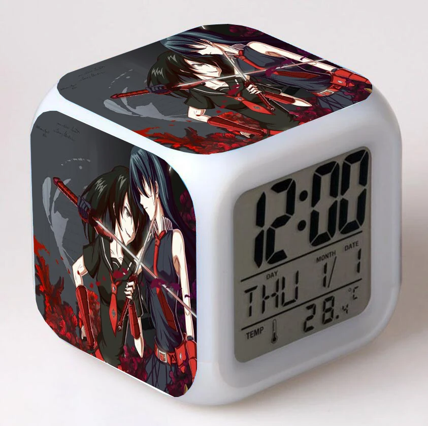 

Akame ga KILL! anime Cartoon LED 7 Color Flash Digital Alarm Clocks Night Light Bedroom Desk Clock despertador Alarm-Clock