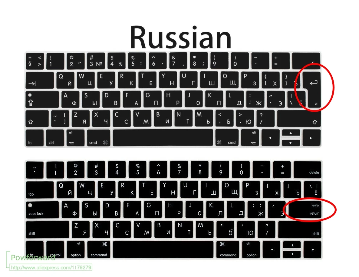 Силиконовый чехол клавиатура для русского языка Apple MacBook Pro 13 15 ouch Bar ID A1706 A1707 A1989 A1990