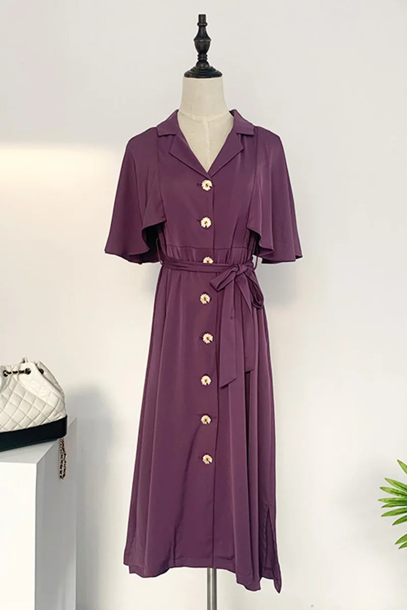 

Short Sleeve A Line Long Dress for Women 2021 Summer Korean Sweet Elegance Slimming Dress Female Platycodon V Neck Dress