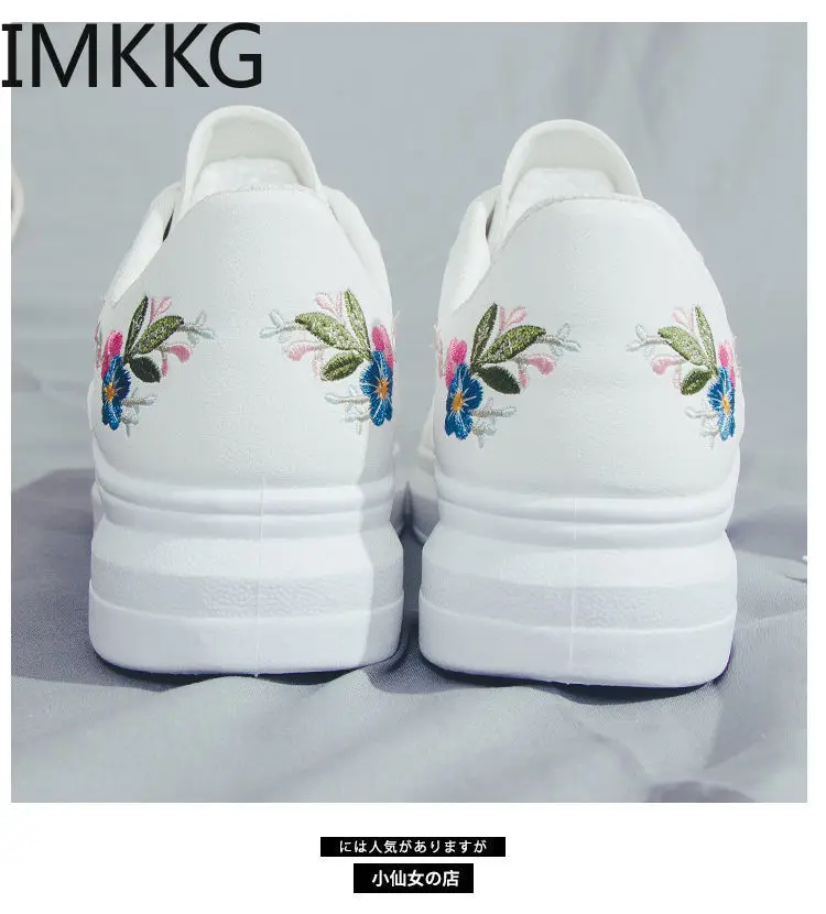 HOT Women Sneakers 2020 Fashion Breathble Vulcanized Shoes Pu embroider Platform Lace up Casual White | Обувь