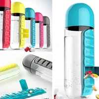 2 in 1 creative plastic portable water bottle with pill box water cup outdoor capsule bottle women men drinkware travel bottles