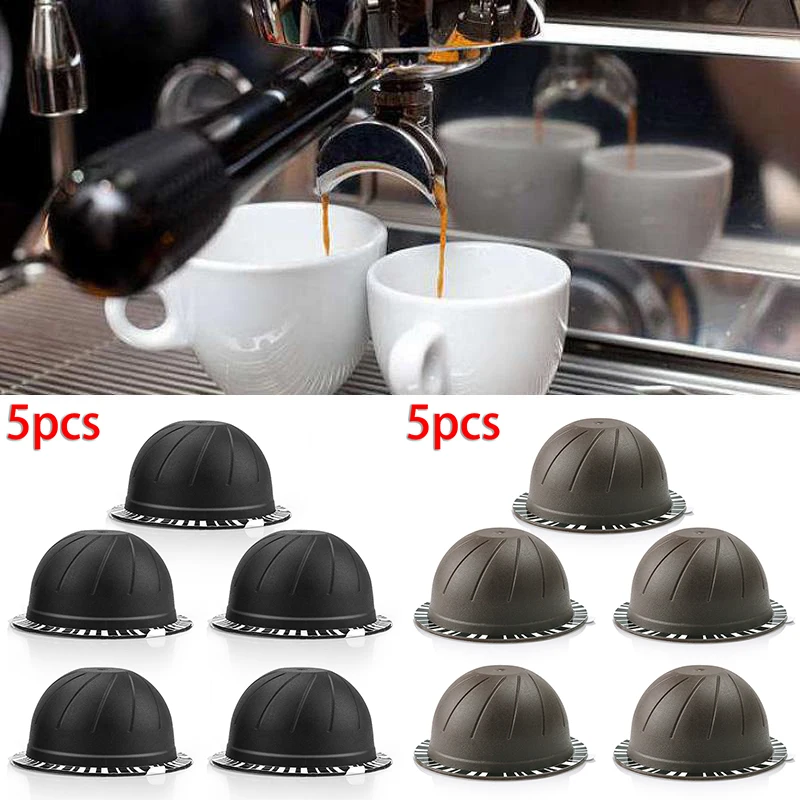 

5Pcs Coffee Capsule Machine Portable Stainless Steel Espresso Home Coffee Pod Refill Coffee Capsule For Nespresso Vertuo 5Pcs