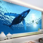 Пользовательские росписи КИТ 3D подводный мир пейзаж Картина рисунок на стену обои для детской комнаты спальни гостиной украшения