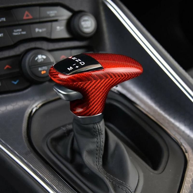 

Red Gear Shift Knob Cover Carbon Fiber for Dodge Charger Challenger 2015-2019