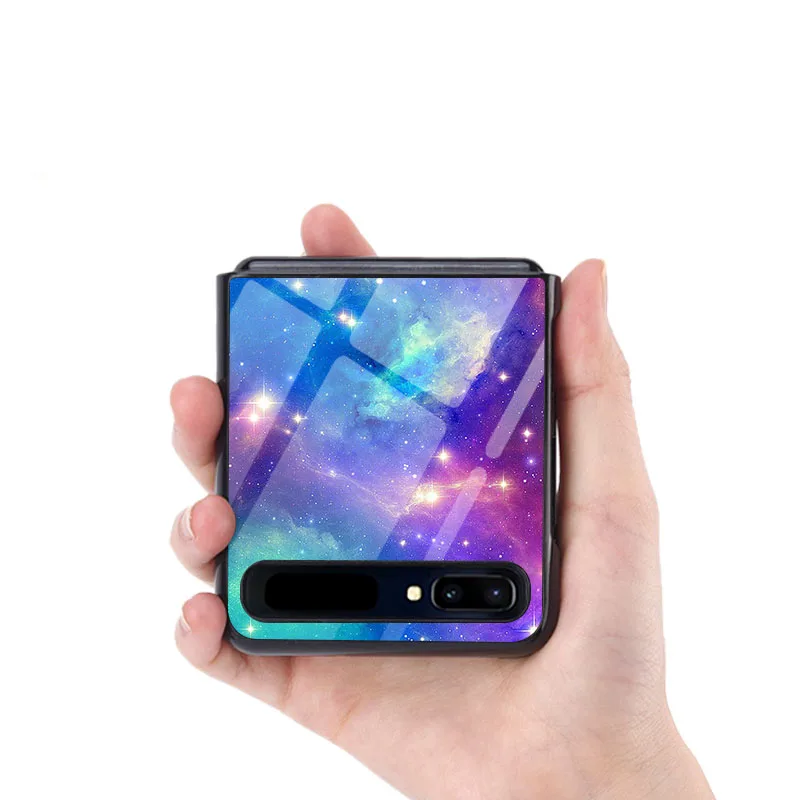 Luxury Tempered Glass Fold Case For Samsung Galaxy Z Flip Marble Hard Shockproof Back Cover for ZFlip