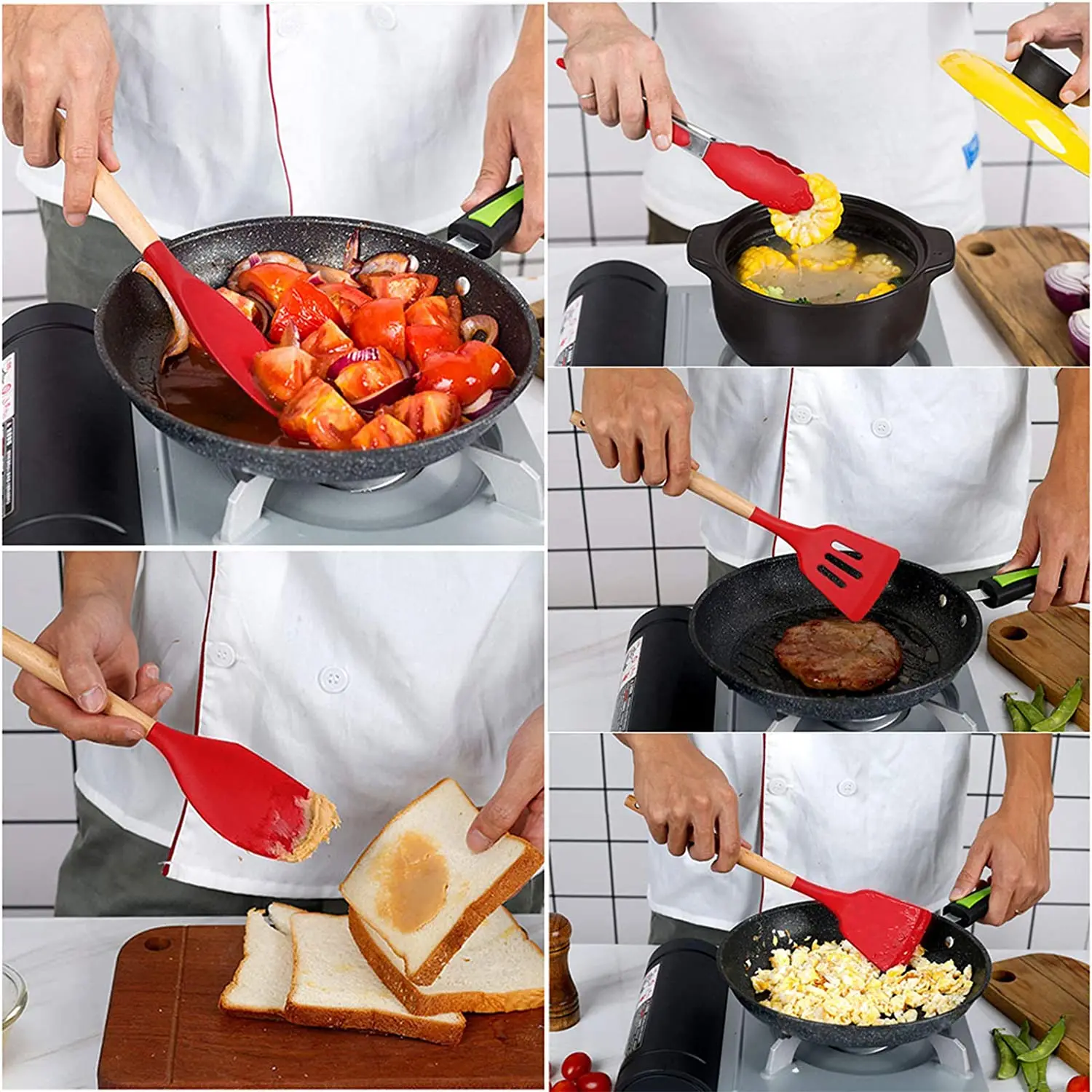 Кухонные инструменты WALFOS ручка из натурального бука силиконовая кухонная утварь