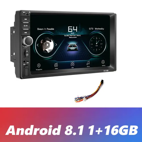 Podofo 2din gps Автомагнитола Android 8,1 Wifi Автомобильный мультимедийный плеер универсальный авто стерео - Цвет: 1 16GB Radio only