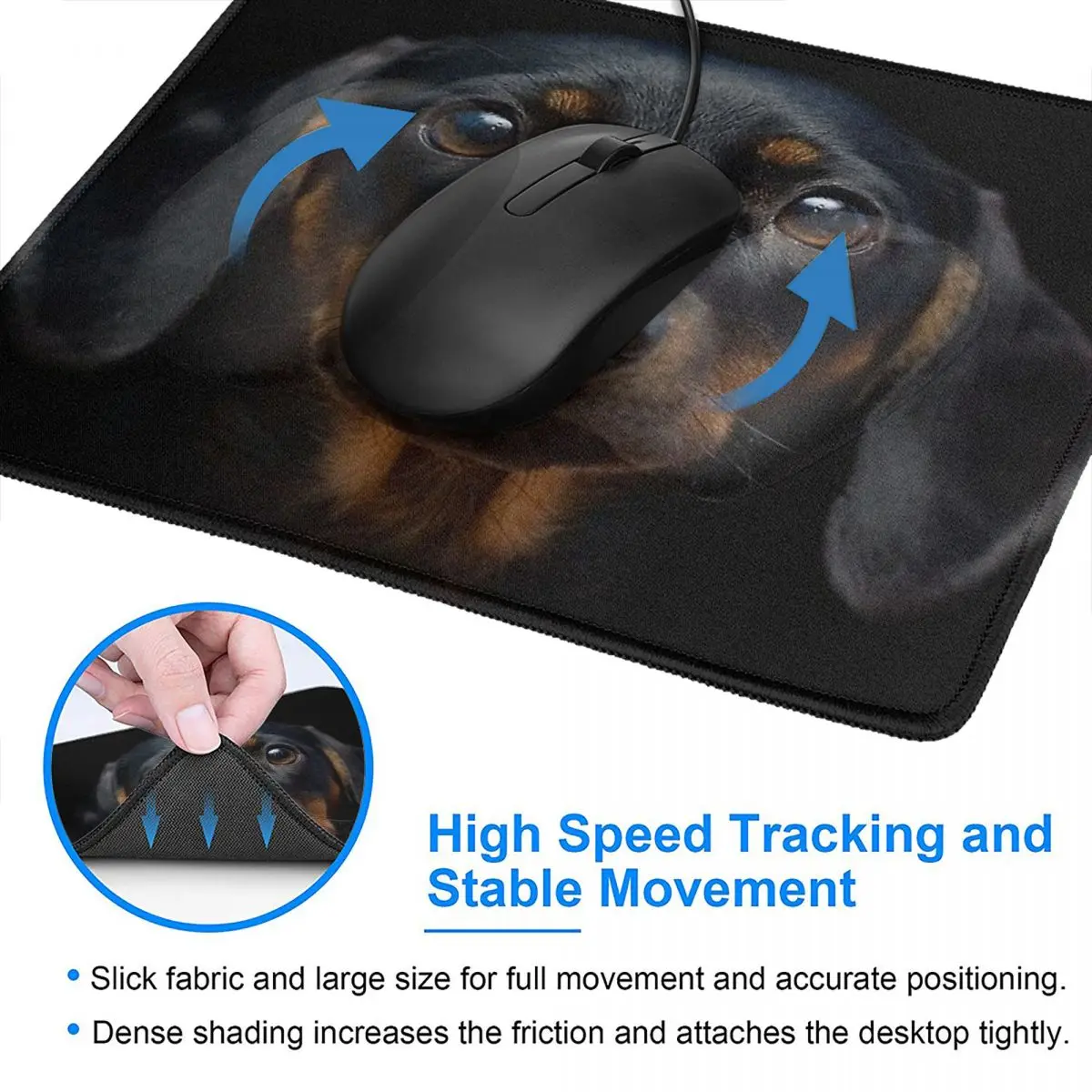 

Dachshund Dog Novelty Mouse Pad Wiener Sausage Doxie with Locking Edge Soft Mat Rubber Computer Keyboard Desk Pad