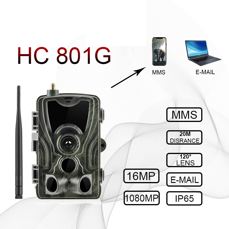 Фотоловушка HC 801G 3G 0 3 нм светодиодсветодиодный 16 МП SMS MMS электронная почта|Камеры