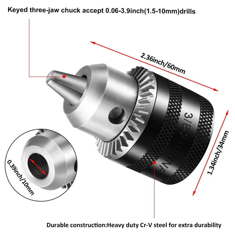 

Drill Chucks Set 1.5-10mm Drill Chuck Adapter Tool Quick Change Adapter Electric Hammer Accessories