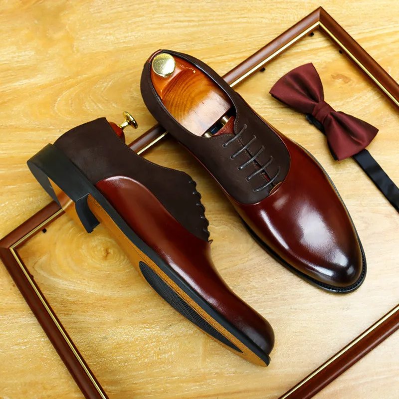 Мужские деловые туфли из натуральной кожи черные оксфорды на плоской подошве