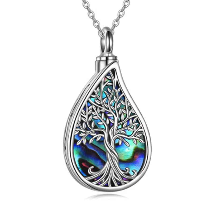 Ожерелья с деревом жизни урна для золы Морская ракушка Дерево кремация ювелирные