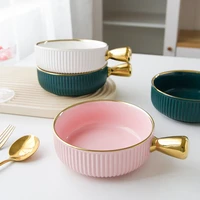 phnom penh breakfast bowl fruit salad bowl household ceramic exquisite online celebrity tableware dessert bowl handle bowl