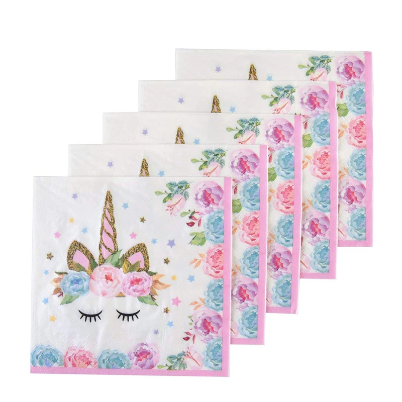 12 шт./компл. Единорог Бумага салфетка вечерние с бантом для свадебной церемонии