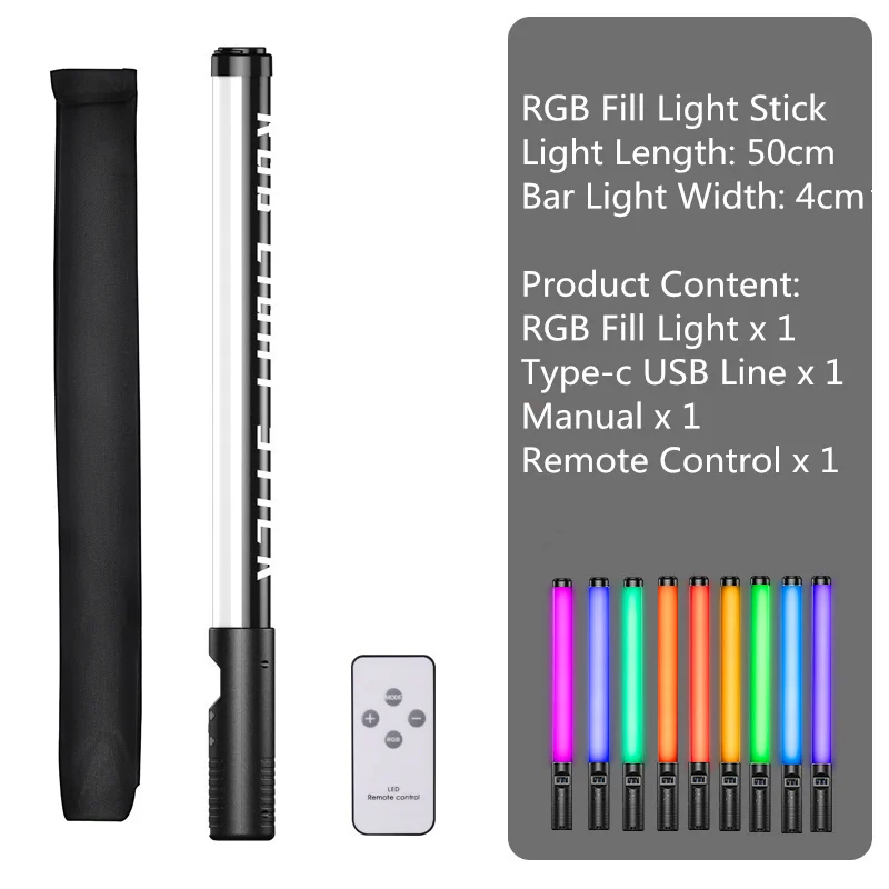 

2500K-8500K RGB Photographic Lighting Stick Rechargeable Handheld Light Wand With Tripod Holder Stand RGB Fill Lamp For Wedding