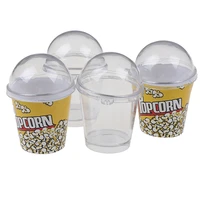 10pcs cute mini cup with dome lid dollhouse popcorn ice cream jewelry accessory diy charms plastic cups miniature