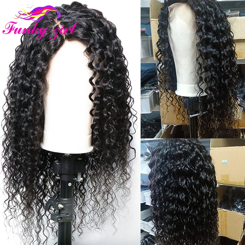Funky Girl 13*4 парик фронта шнурка перуанская волна парики предварительно сорванные