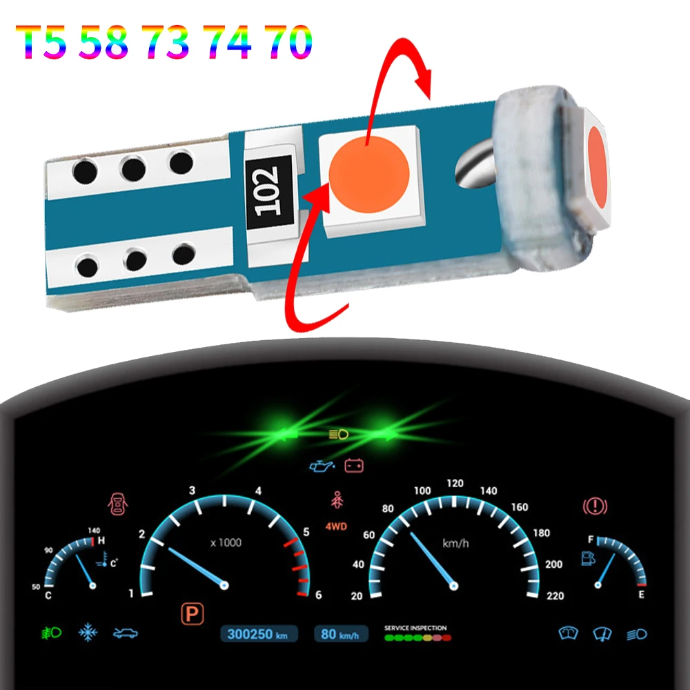 

T5 Car Instrument Light Highlight LED Car Interior Light Instrument Panel Pump Center Control Lamp Motorcycle Car Accessories