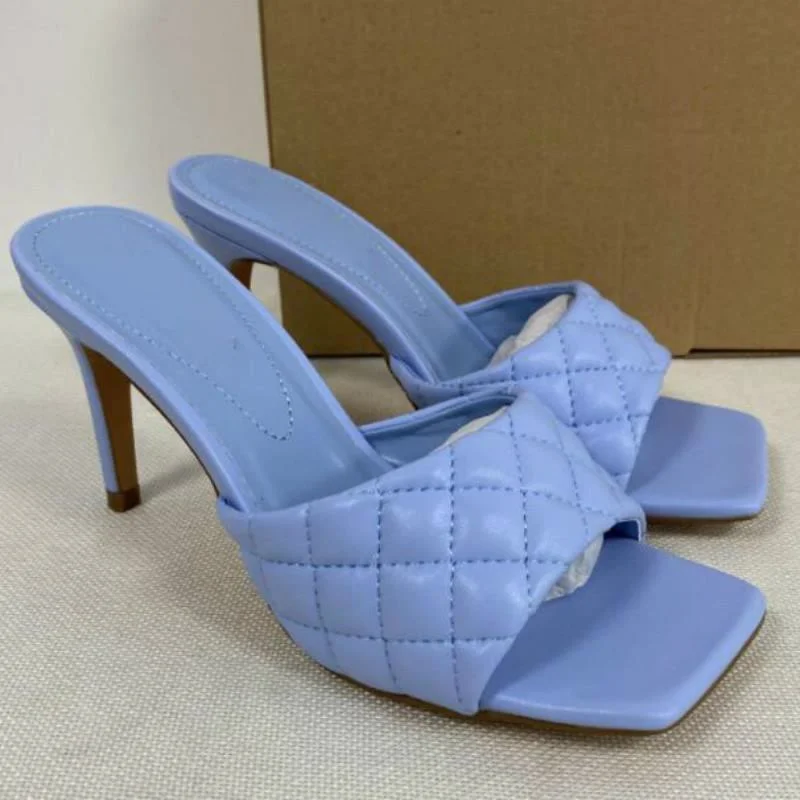 

Size 36-41 Luxury Design Slides Women 9cm High Heels Summer Slippers Stiletto Heels Outside Slippers Prom Pumps Summer Shoes