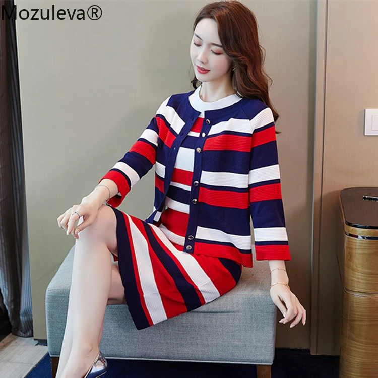 Женский трикотажный комплект из 3 предметов Mozuleva кардиган + пуловер с короткими