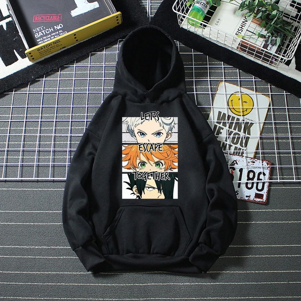 

Мужская толстовка с капюшоном и рисунком обещанного неверланда, пуловер, свитшот, одежда в стиле Харадзюку, 2021