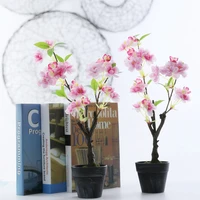 40cm artificial cherry tree potted fake plants branches silk flowers bonsai mini desktop landscape for home closet wedding decor