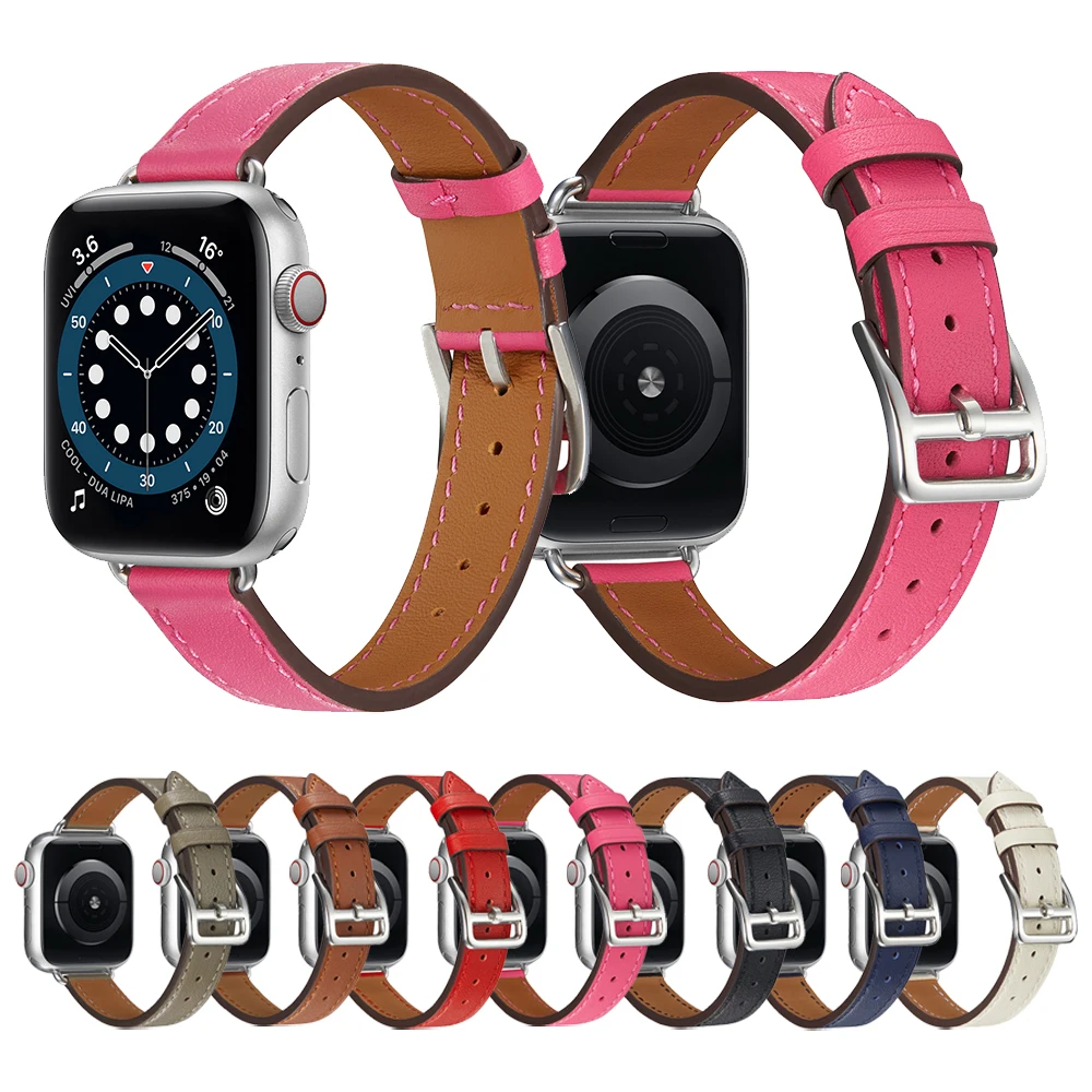 

Ремешок для Apple Watch, кожаный, браслет на петле, SE 6, 5, 4, 44 мм, 42 мм, 40 мм, 38 мм, браслет для iwatch 1, 2, 3, аксессуары, ремешок для часов
