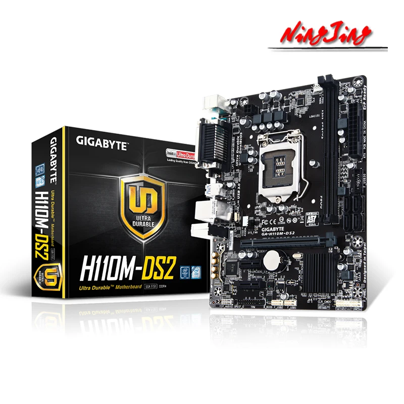 Gigabyte GA H110M DS2 (rev. 1 0) Intel H110 DDR4 USB2.0 Micro-ATX Новый 32G двухканальный Поддержка 6 7gen 1151 CPU