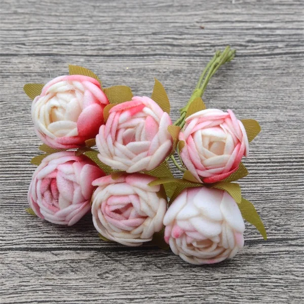 rose 60 шт. искусственный цветок атласной чайной розой бутон ручной работы искусственный цветок свадебное оформление букета DIY ВЕНОК подарок Скрапбукинг Ремесло - Цвет: rose